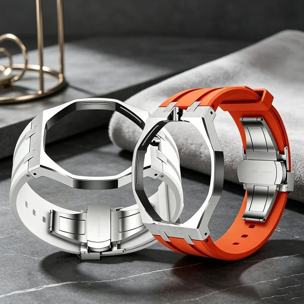 Stainless Steel Case Silicone Strap For Swatch X AP Royal POP Man Luxury Pocket Watch Transformation Wristwatch Modification Kit
